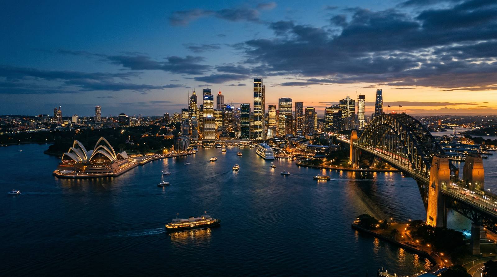 Sydney city skyline at dusk